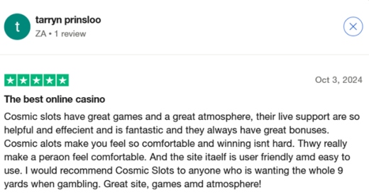 CosmicSlot Trustpilot